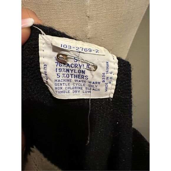 Vintage Women’s Black and White Midi Sweater Dress Shoulder Pads Size Small - Picture 5 of 10